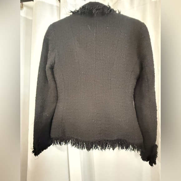 Serena Kay Paris Black Tweed Fringe Blazer | French Bouclé Jacket | Size 36/4-6 - Picture 8 of 11